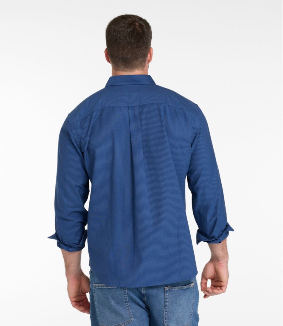 L.L.BeanMen's Sunwashed Oxford Shirt, Slightly Fitted Untucked Fit, Stripe