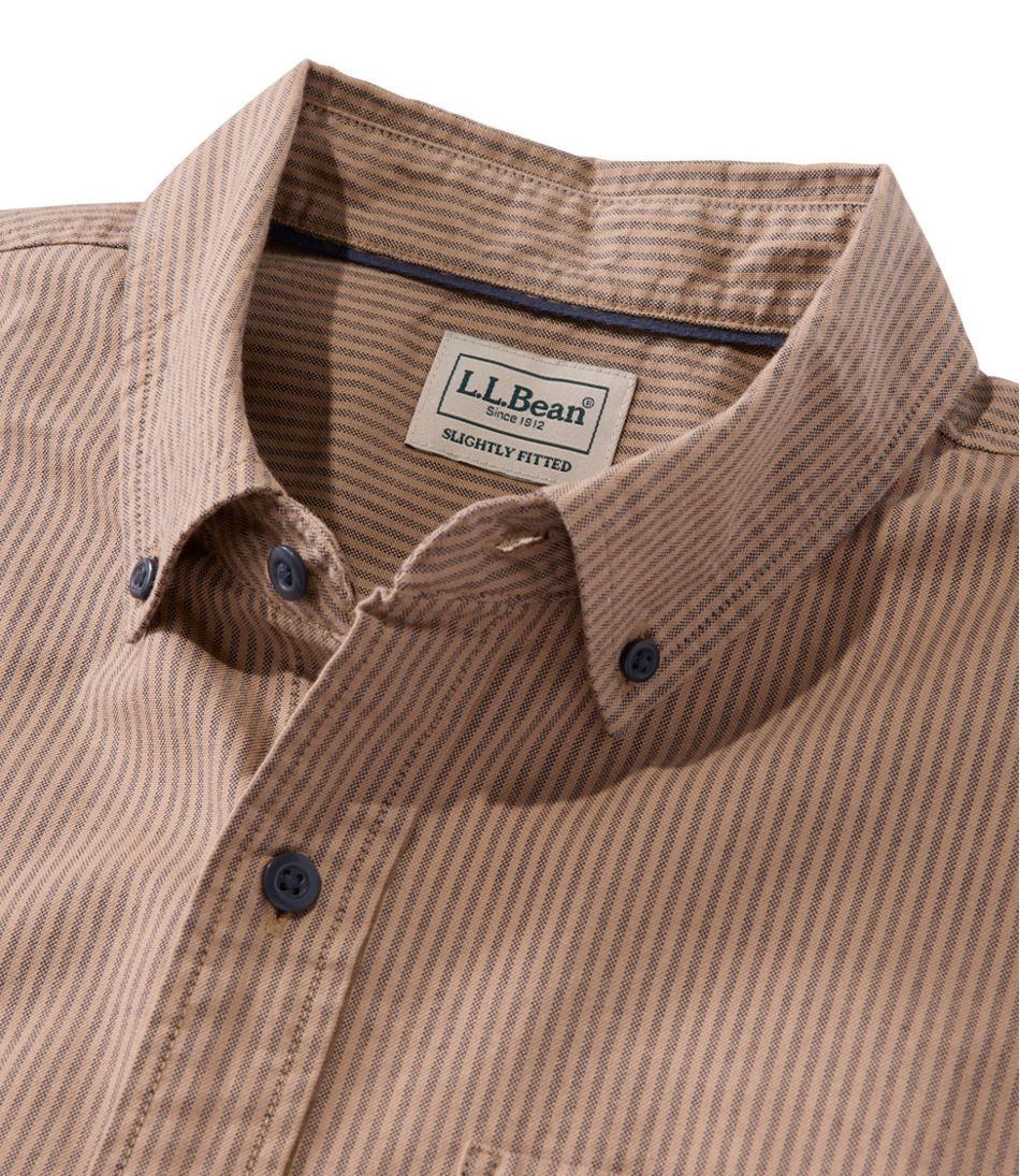 L.L.BeanMen's Sunwashed Oxford Shirt, Slightly Fitted Untucked Fit, Stripe