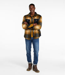 L.L.BeanMen's Signature Mixed Media Fleece Shirt Jacket, Plaid