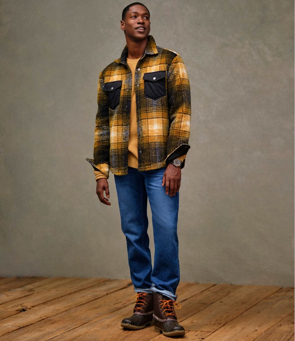 L.L.BeanMen's Signature Mixed Media Fleece Shirt Jacket, Plaid