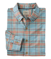 L.L.BeanMen's Sunwashed Oxford Shirt, Slightly Fitted Untucked Fit, Plaid