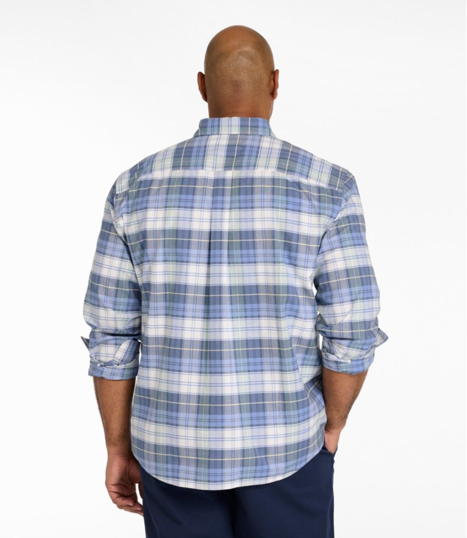 L.L.BeanMen's Sunwashed Oxford Shirt, Slightly Fitted Untucked Fit, Plaid