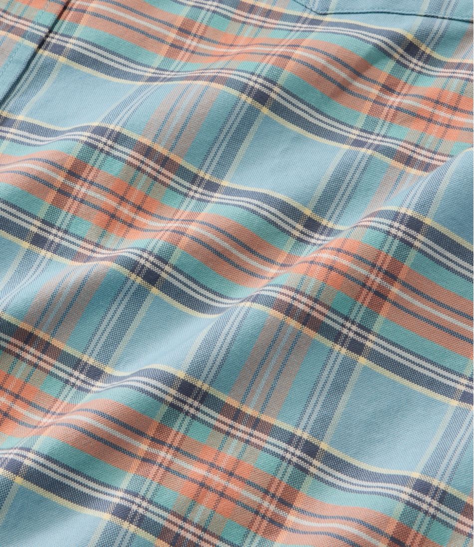 L.L.BeanMen's Sunwashed Oxford Shirt, Slightly Fitted Untucked Fit, Plaid