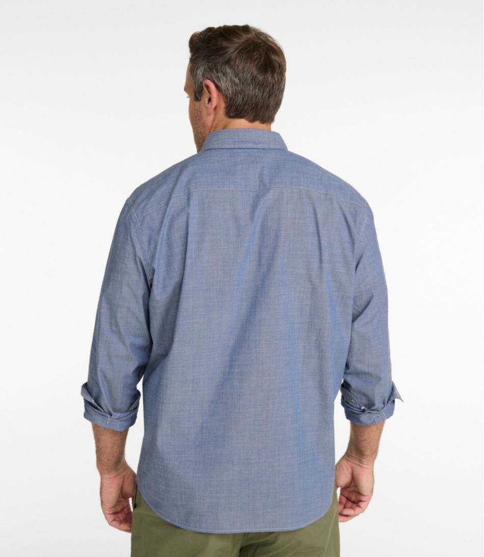 L.L.BeanMen's Comfort Stretch Performance® Chambray Shirt, Long-Sleeve, Slightly Fitted Untucked Fit