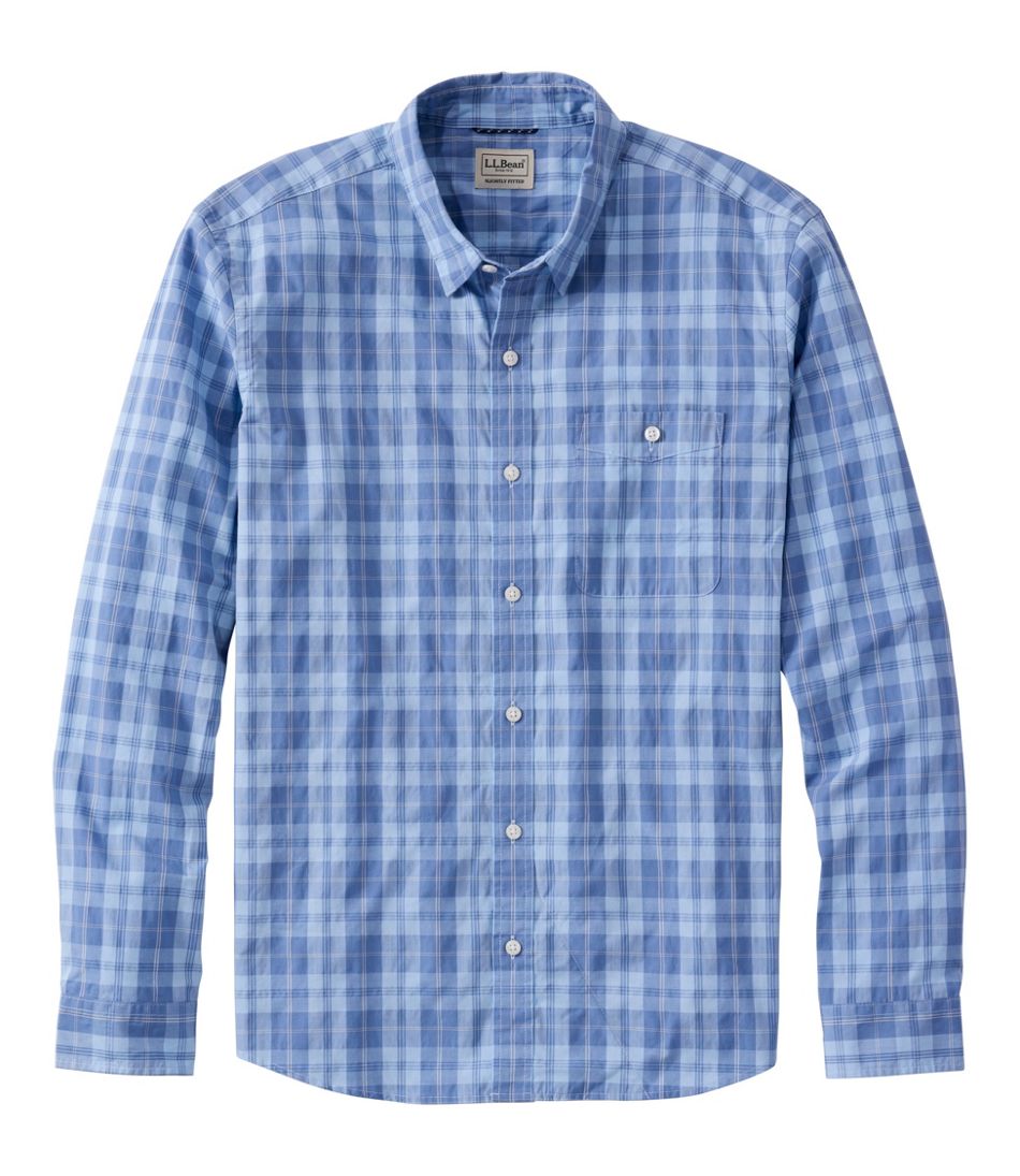 L.L.BeanMen's Comfort Stretch Performance® Chambray Shirt, Long-Sleeve, Slightly Fitted Untucked Fit, Plaid