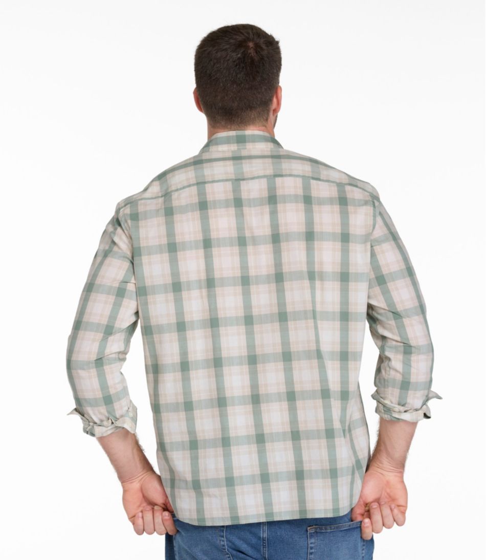L.L.BeanMen's Comfort Stretch Performance® Chambray Shirt, Long-Sleeve, Slightly Fitted Untucked Fit, Plaid