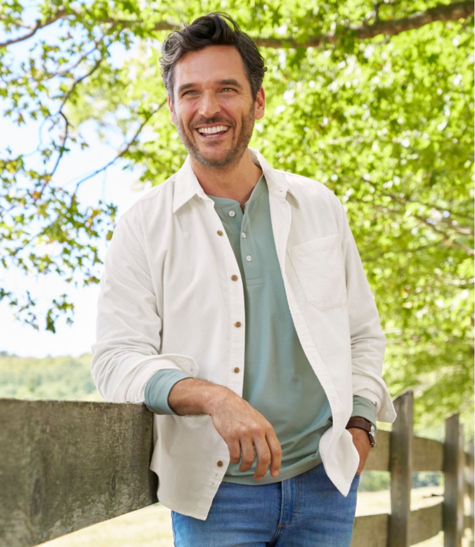 L.L.BeanMen's Sunwashed Corduroy Shirt, Slightly Fitted Untucked Fit