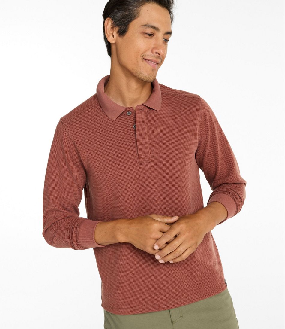 L.L.BeanMen's Mountainside Micro Waffle Polo, Long-Sleeve