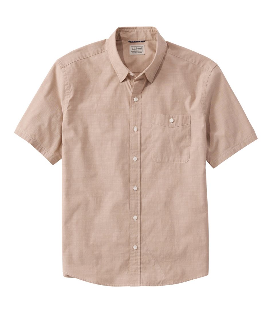 L.L.BeanMen's Comfort Stretch Performance® Chambray Shirt, Short-Sleeve, Slightly Fitted Untucked Fit