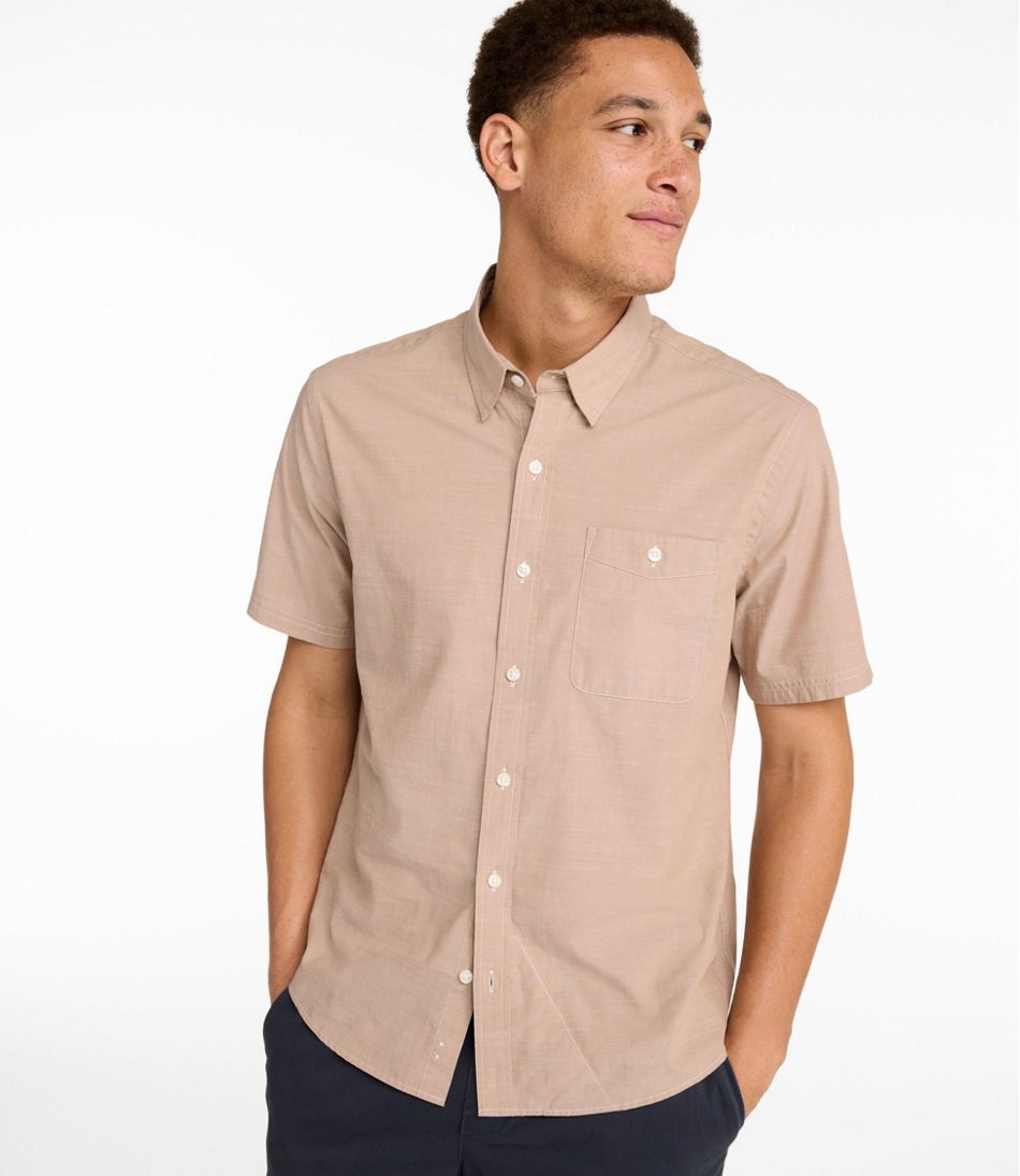 L.L.BeanMen's Comfort Stretch Performance® Chambray Shirt, Short-Sleeve, Slightly Fitted Untucked Fit