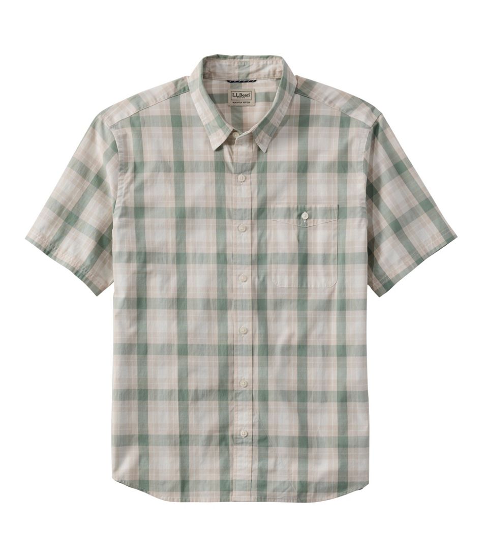 L.L.BeanMen's Comfort Stretch Performance® Chambray Shirt, Short-Sleeve, Slightly Fitted Untucked Fit, Plaid