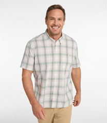 L.L.BeanMen's Comfort Stretch Performance® Chambray Shirt, Short-Sleeve, Slightly Fitted Untucked Fit, Plaid
