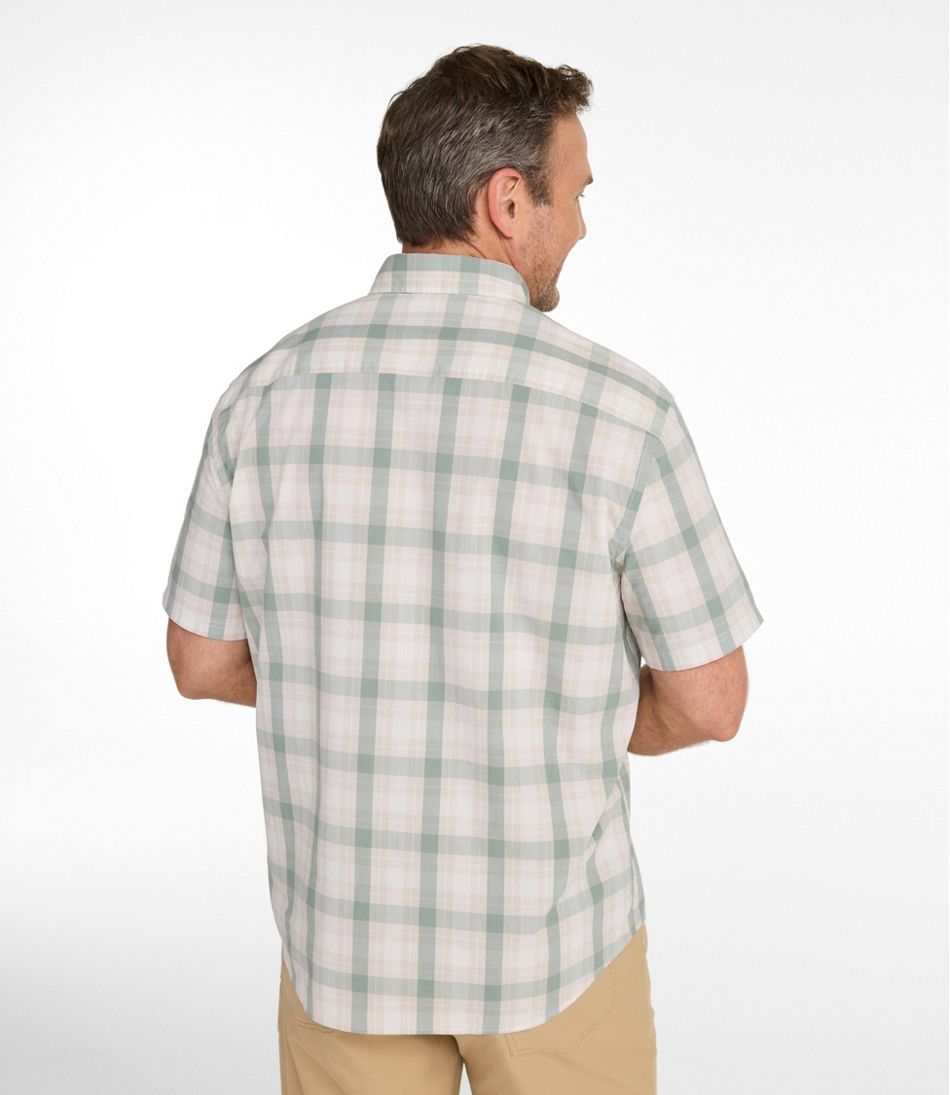 L.L.BeanMen's Comfort Stretch Performance® Chambray Shirt, Short-Sleeve, Slightly Fitted Untucked Fit, Plaid