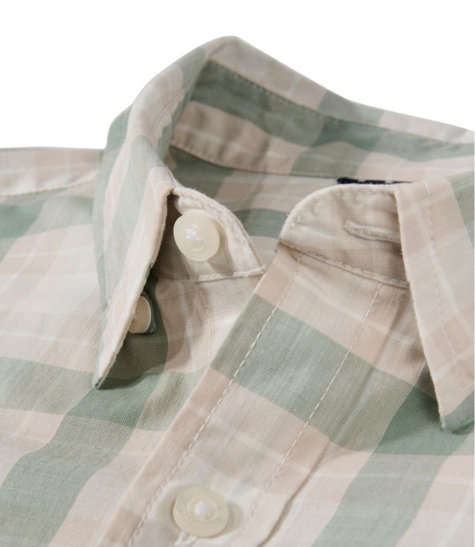 L.L.BeanMen's Comfort Stretch Performance® Chambray Shirt, Short-Sleeve, Slightly Fitted Untucked Fit, Plaid