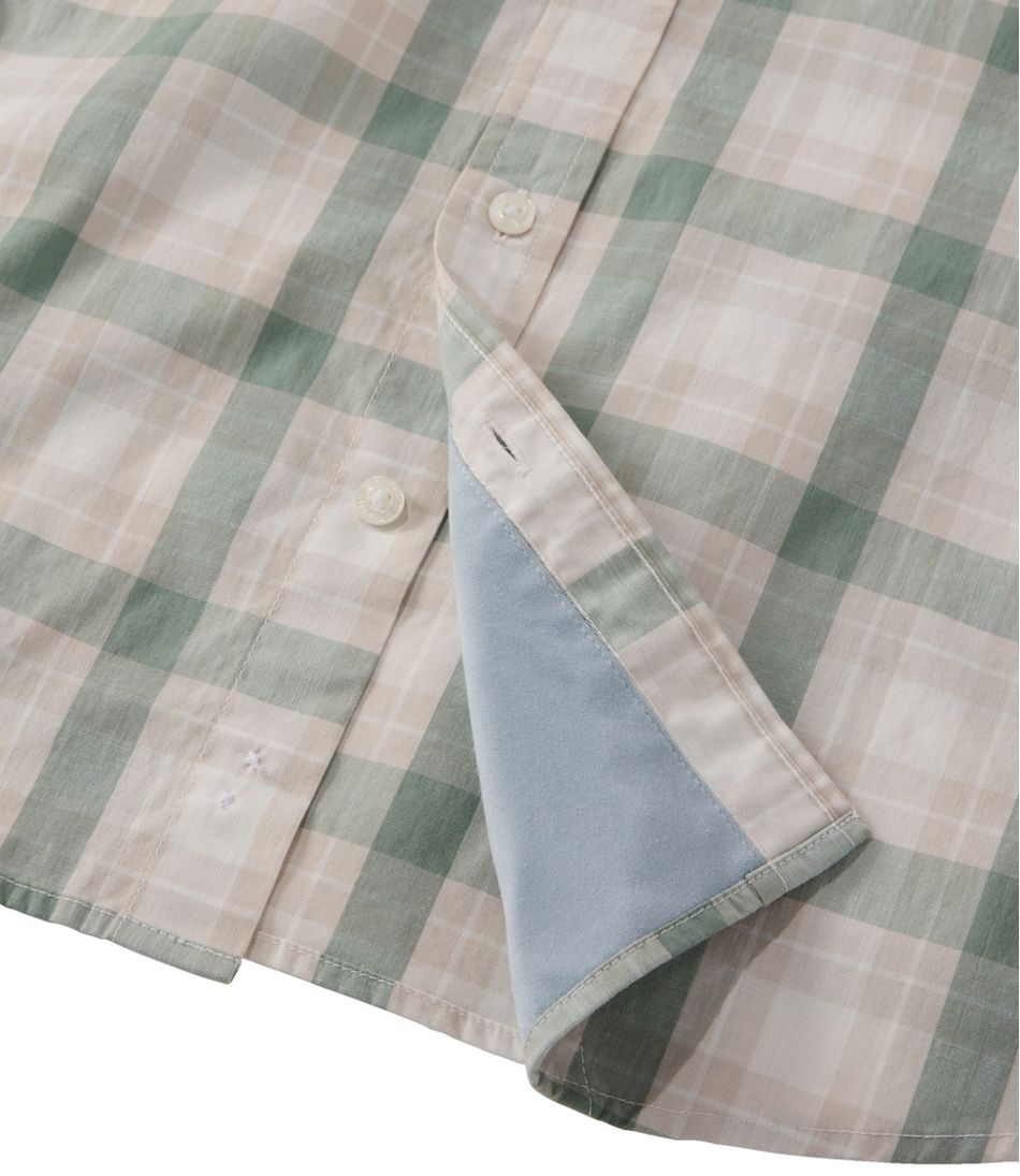 L.L.BeanMen's Comfort Stretch Performance® Chambray Shirt, Short-Sleeve, Slightly Fitted Untucked Fit, Plaid