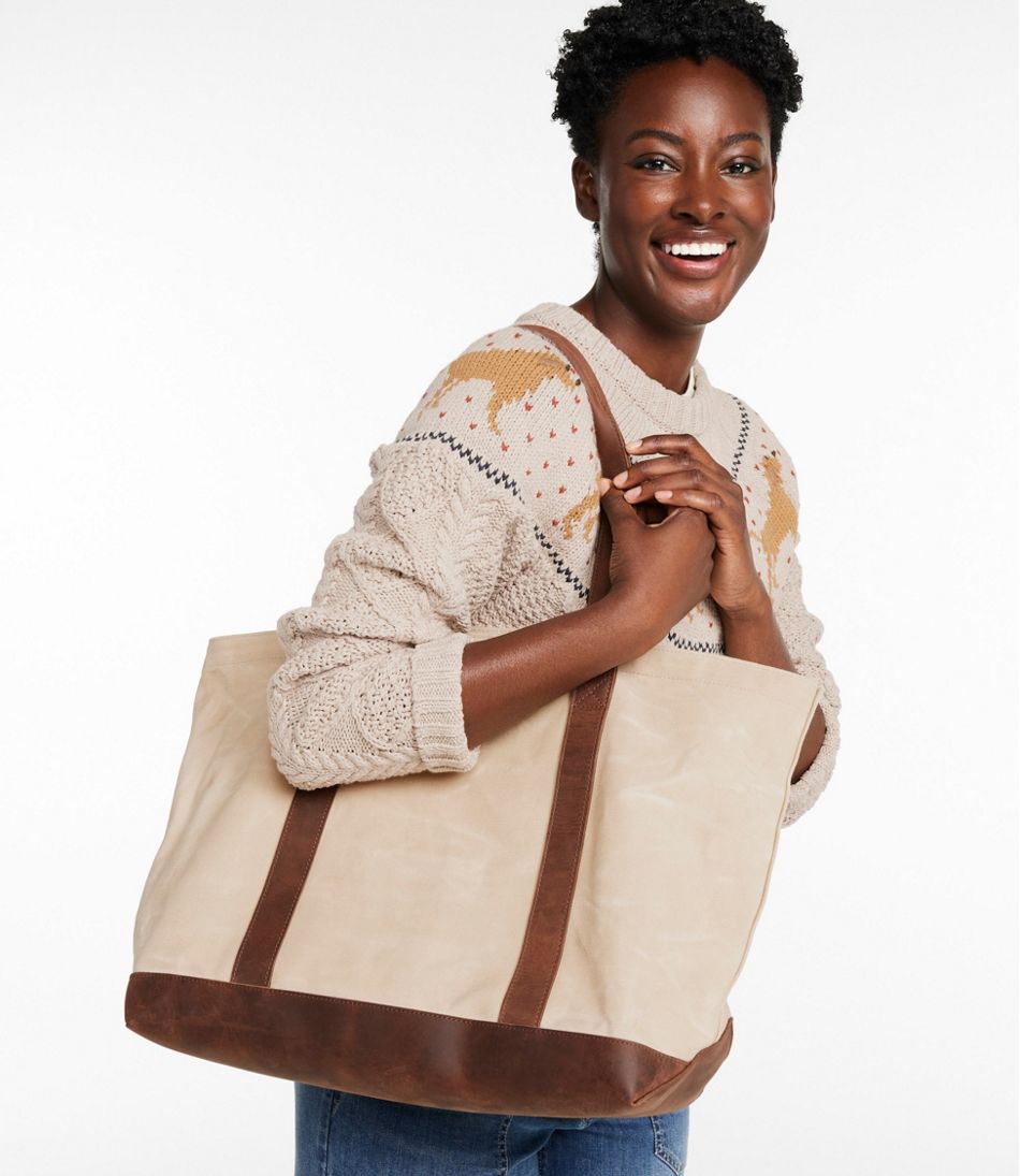 L.L.BeanLeather-Trim Waxed Canvas Tote
