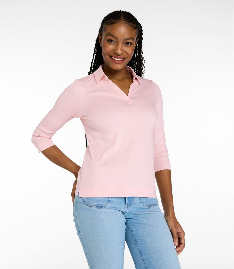L.L.BeanWomen's Pima Cotton Tee, Three-Quarter-Sleeve Polo