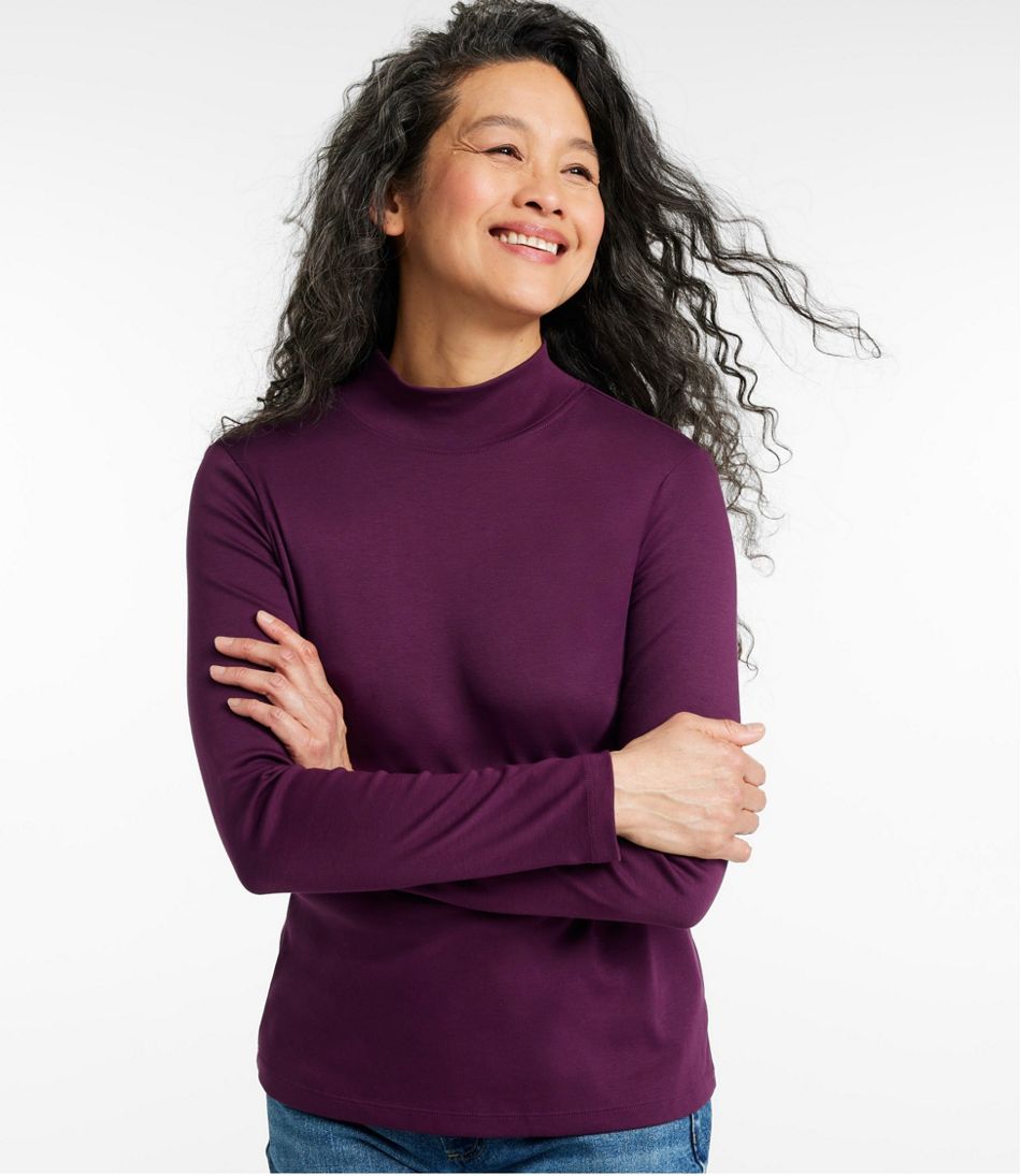L.L.BeanWomen's Pima Cotton Tee, Long-Sleeve Mockneck