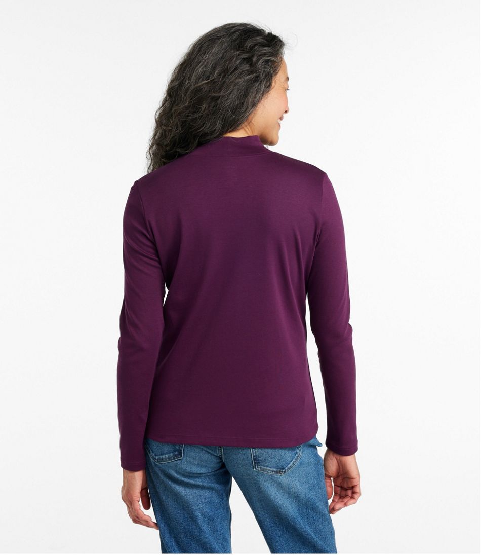 L.L.BeanWomen's Pima Cotton Tee, Long-Sleeve Mockneck