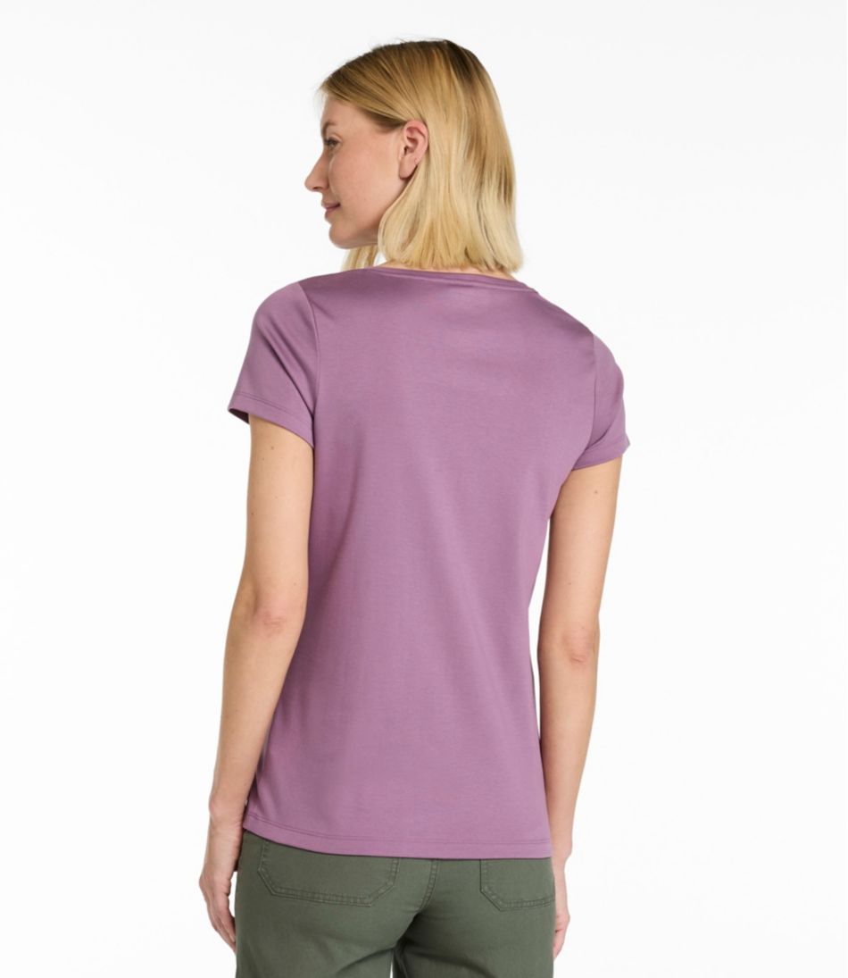 L.L.BeanWomen's Pima Cotton Shaped V-Neck, Short-Sleeve