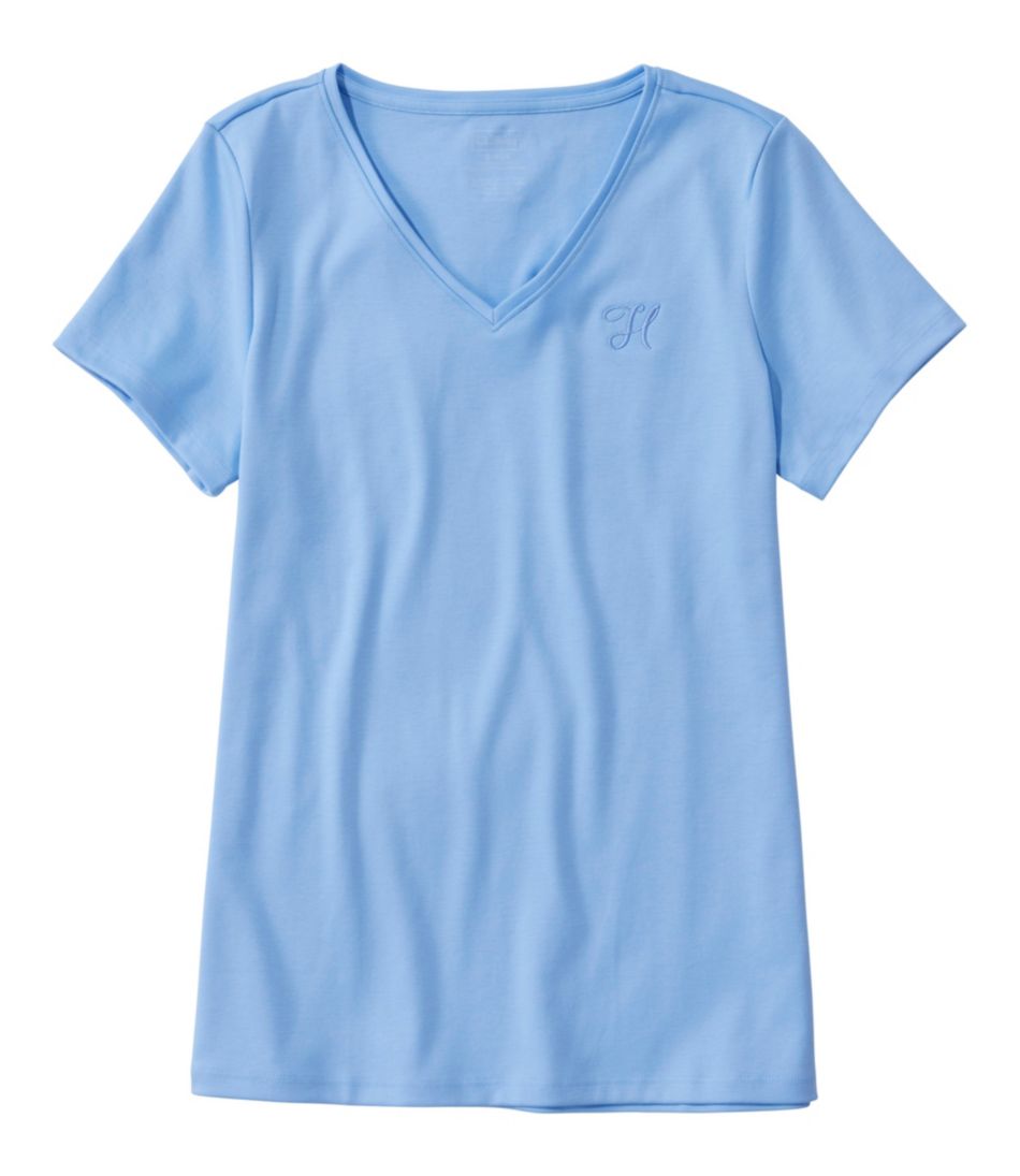 L.L.BeanWomen's Pima Cotton Shaped V-Neck, Short-Sleeve