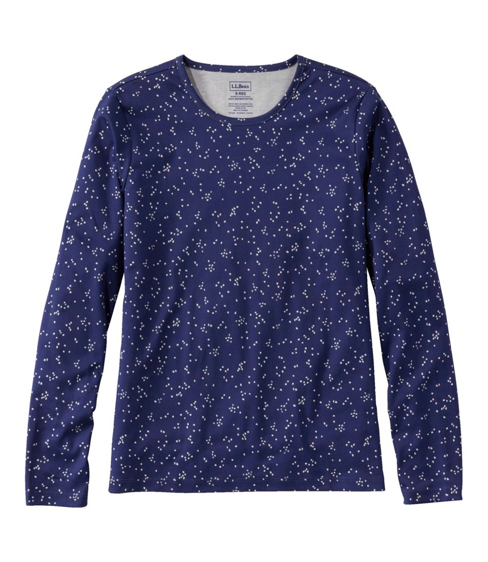 L.L.BeanWomen's Pima Cotton Tee, Long-Sleeve Crewneck Print