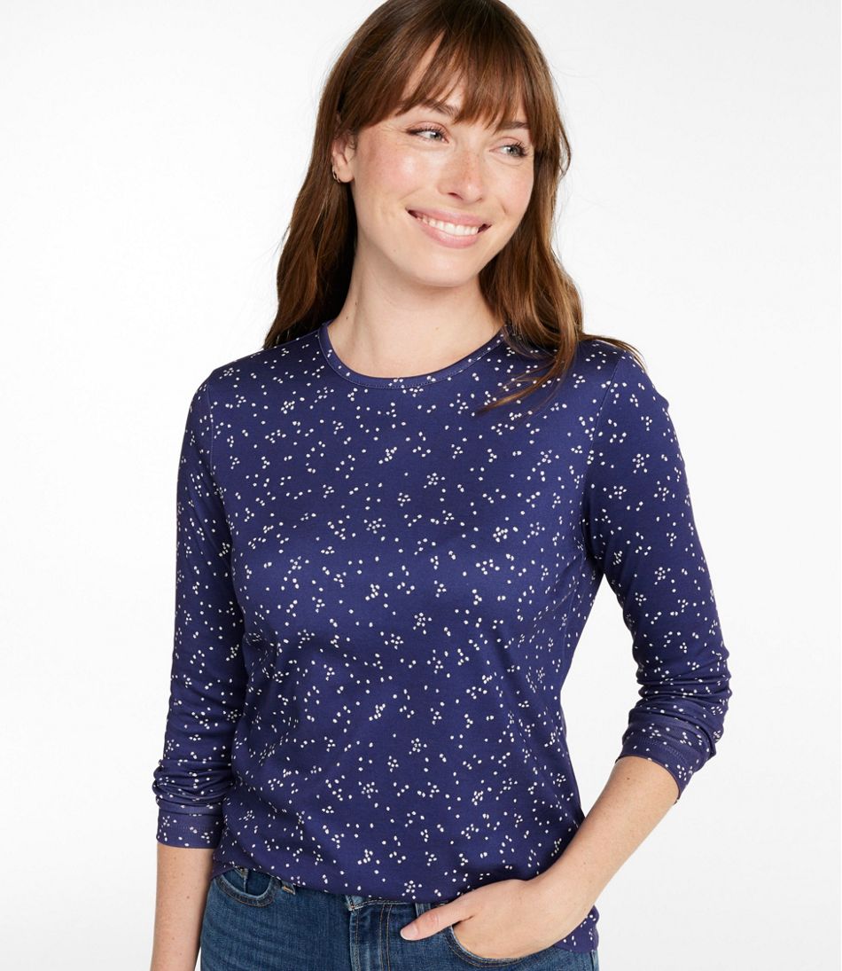 L.L.BeanWomen's Pima Cotton Tee, Long-Sleeve Crewneck Print
