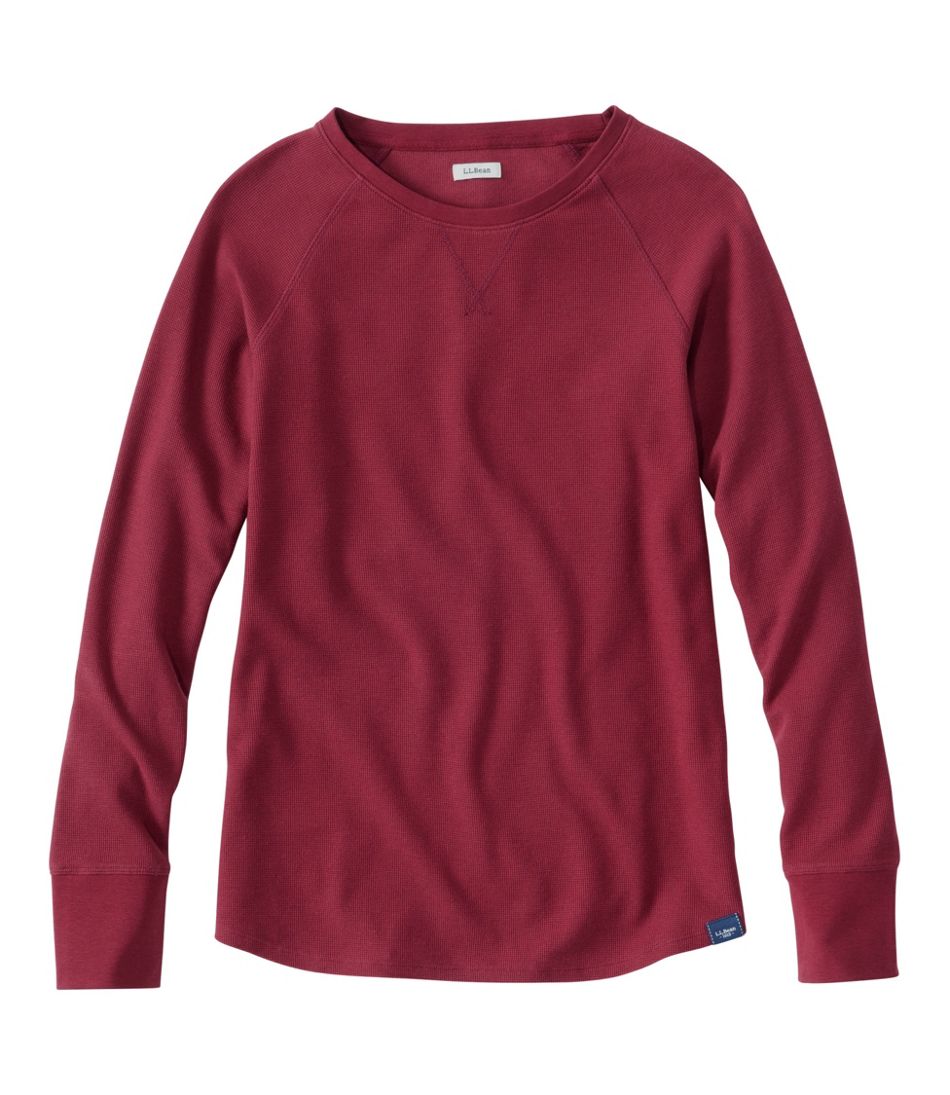 L.L.BeanWomen's Unshrinkable Mini-Waffle Tee, Long-Sleeve Crewneck