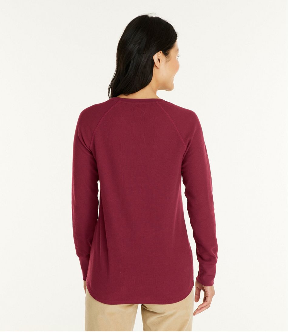 L.L.BeanWomen's Unshrinkable Mini-Waffle Tee, Long-Sleeve Crewneck