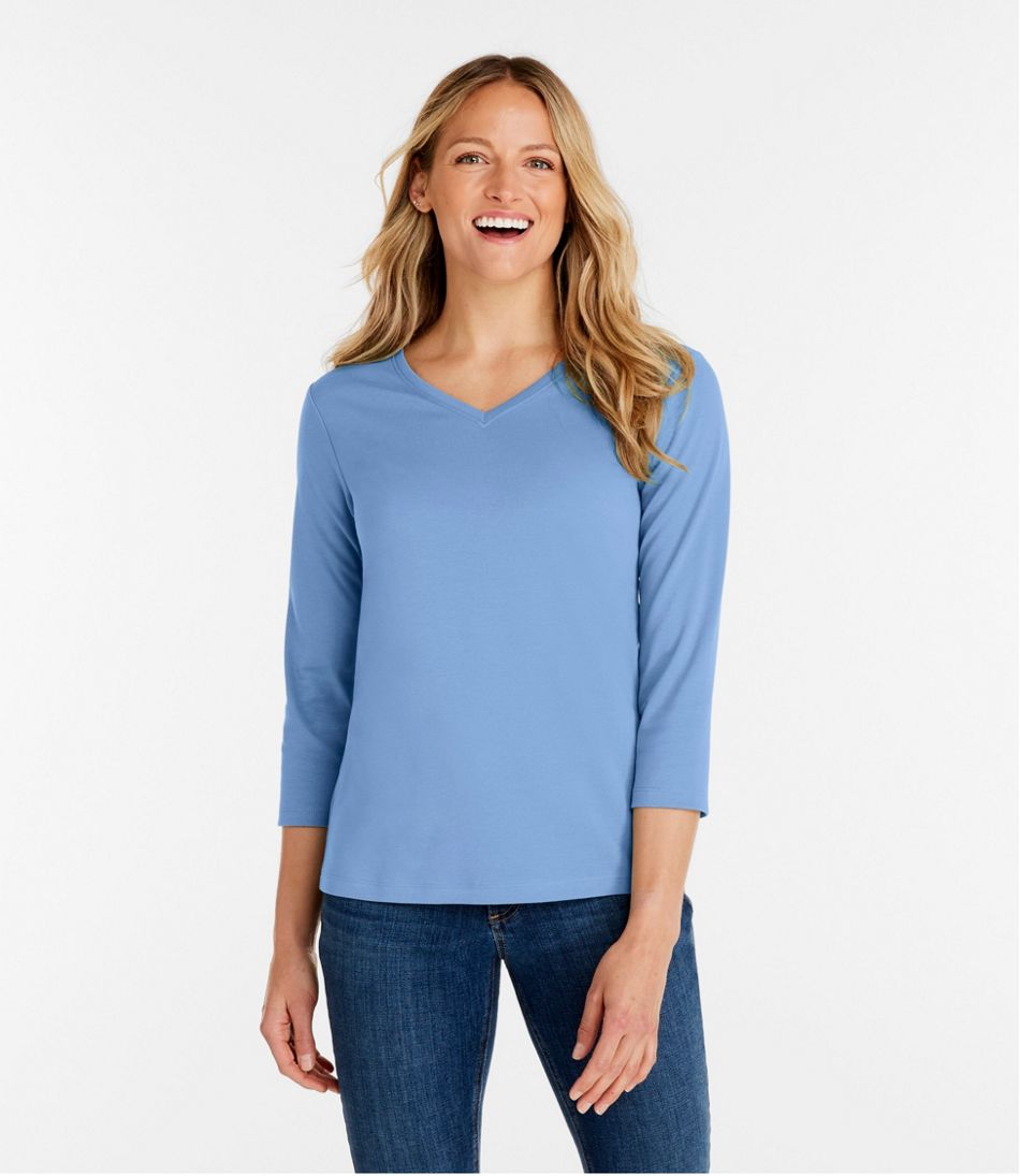 L.L.BeanWomen's V-Neck, Three-Quarter-Sleeve