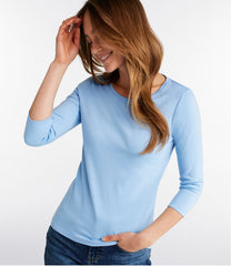 L.L.BeanWomen's Pima Cotton Shaped Tee, Three-Quarter-Sleeve Jewelneck
