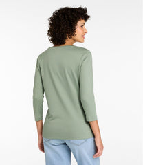 L.L.BeanWomen's Pima Cotton Shaped Tee, Three-Quarter-Sleeve Jewelneck