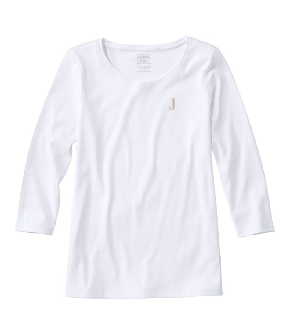 L.L.BeanWomen's Pima Cotton Shaped Tee, Three-Quarter-Sleeve Jewelneck