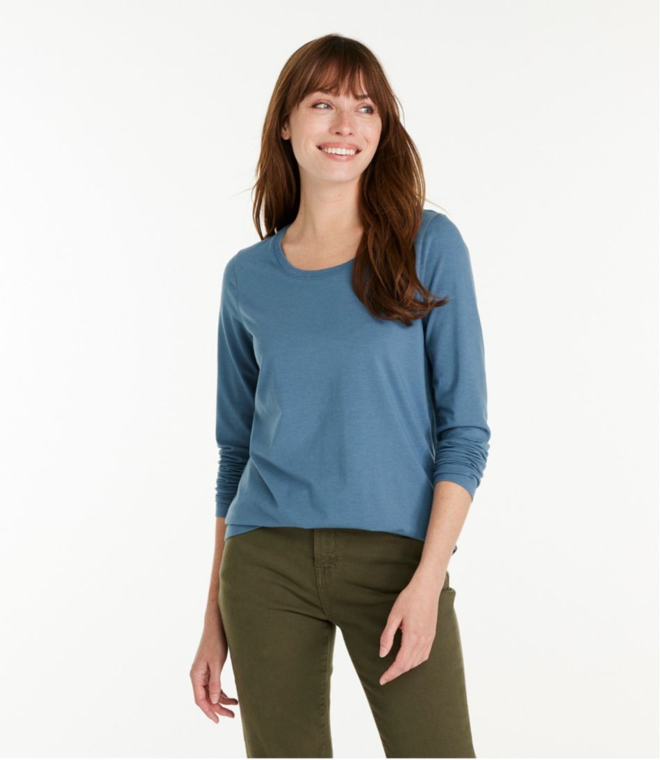 L.L.BeanWomen's Soft Stretch Supima-Blend Tee, Scoopneck Long-Sleeve