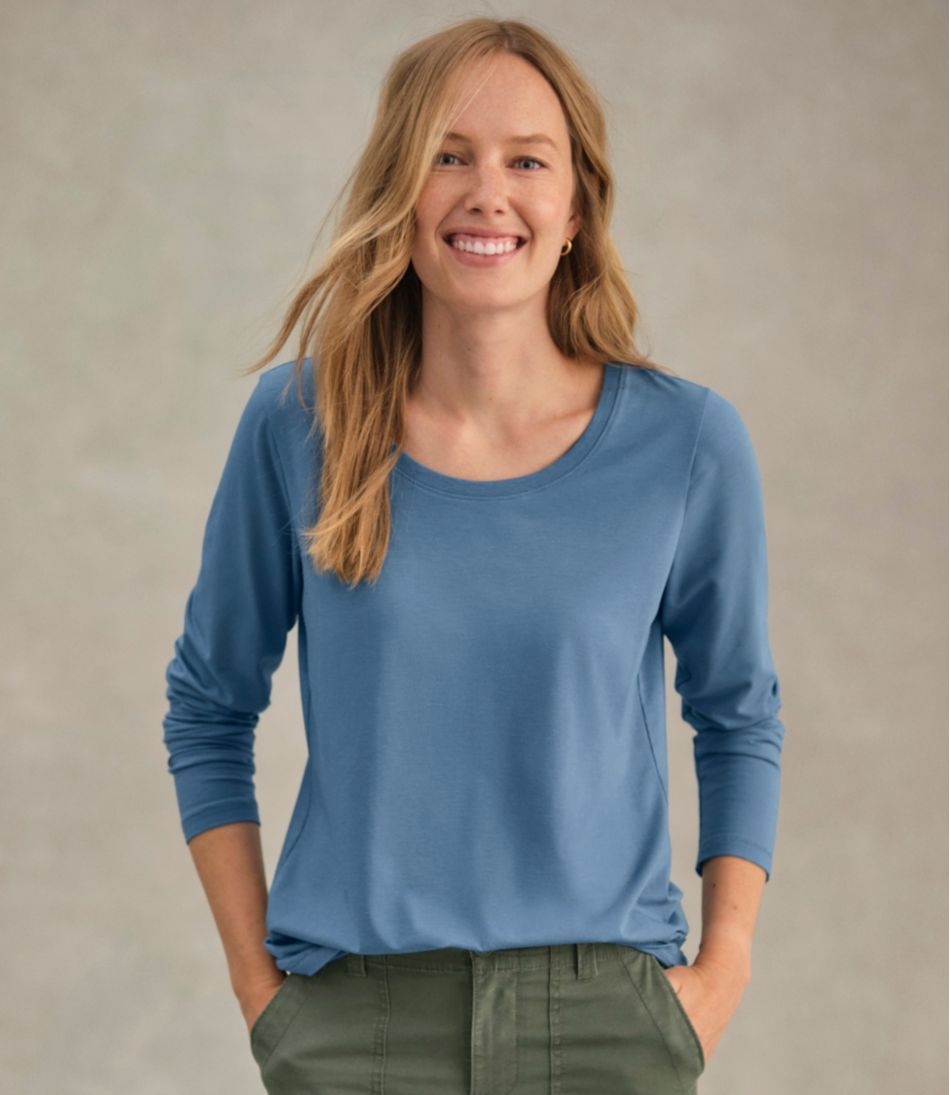 L.L.BeanWomen's Soft Stretch Supima-Blend Tee, Scoopneck Long-Sleeve