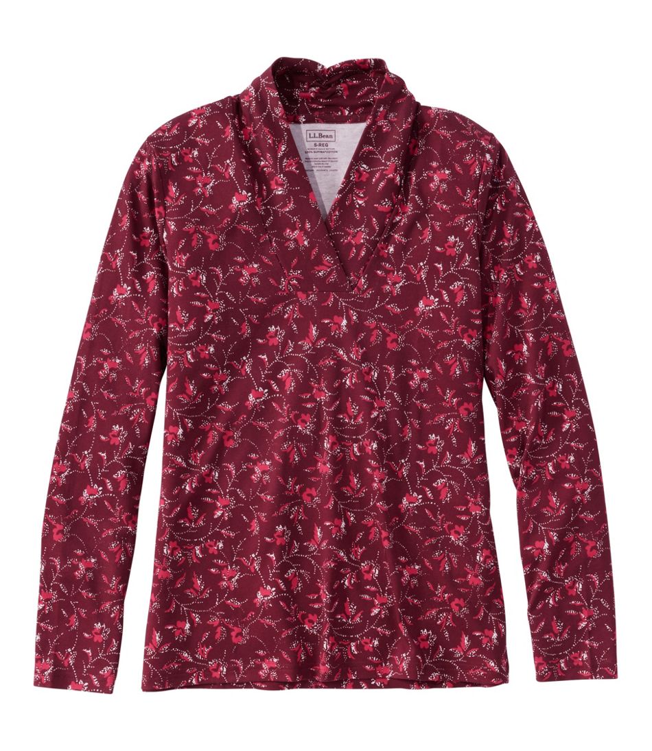 L.L.BeanWomen's Pima Cotton Tee, Shawl Long-Sleeve Print