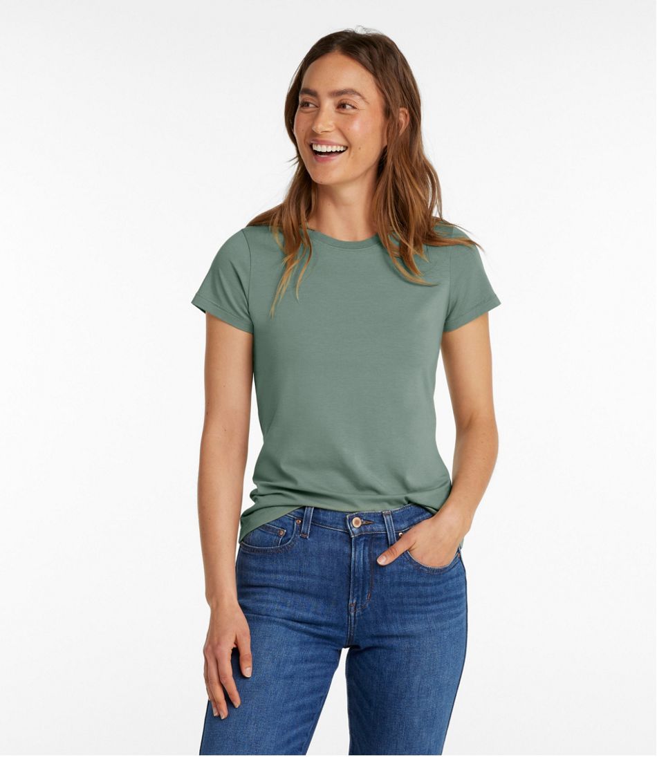 L.L.BeanWomen's Soft Stretch Supima-Blend Tee, Crewneck Short-Sleeve
