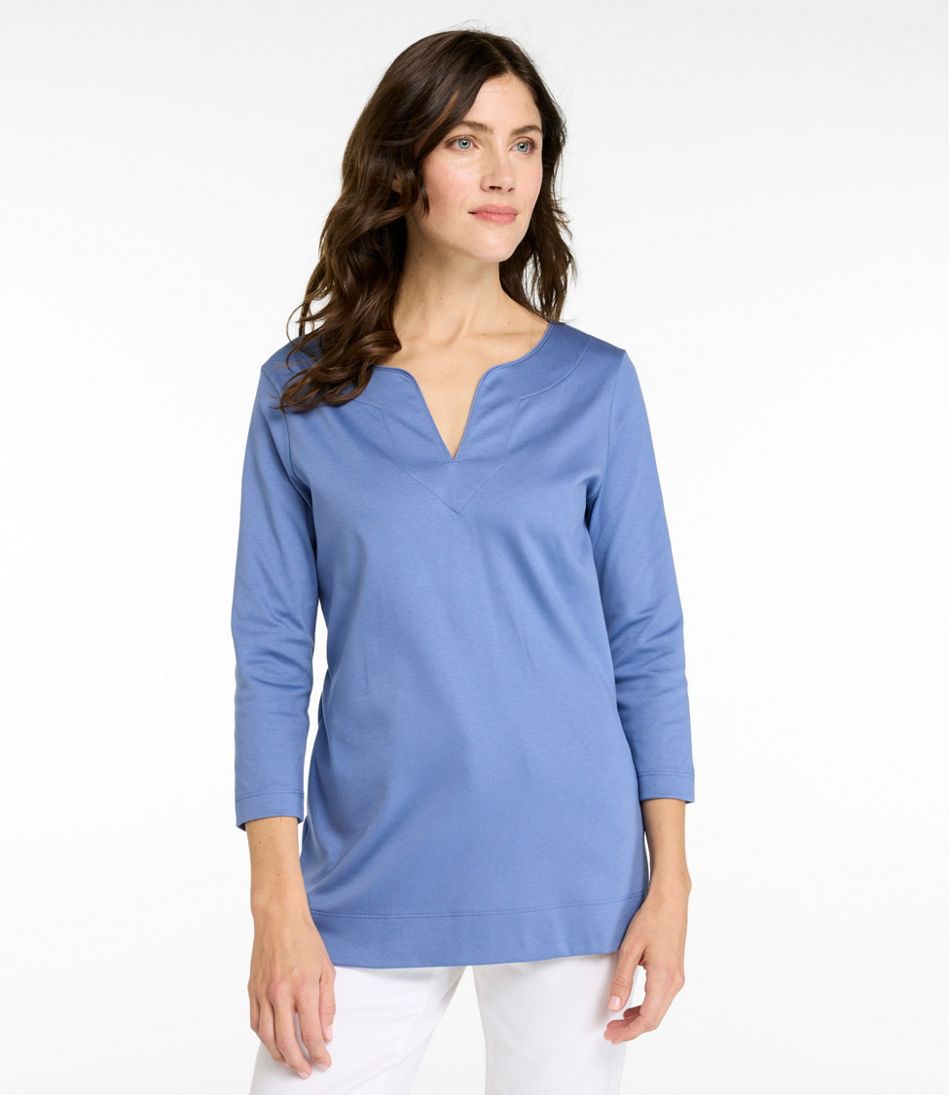 L.L.BeanWomen's Pima Cotton Tunic, Three-Quarter-Sleeve Splitneck