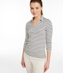 L.L.BeanWomen's Pima Cotton Tee, Three-Quarter-Sleeve Polo Stripe