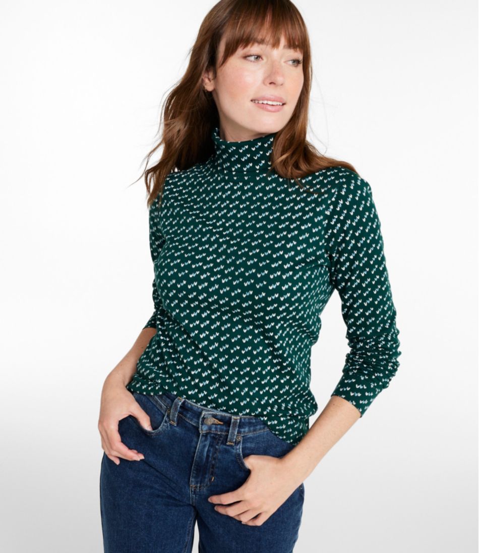 L.L.BeanWomen's Interlock Turtleneck, Long-Sleeve Allover Print