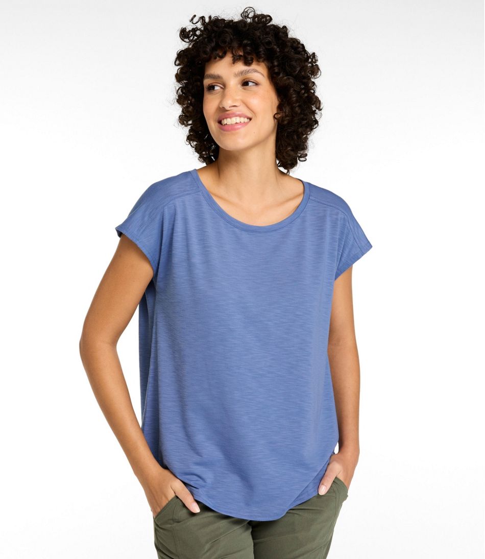 L.L.BeanWomen's Streamside Tee, Short-Sleeve Ruched Crew