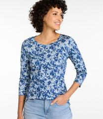 L.L.BeanWomen's Pima Cotton Shaped Jewelneck Tee, Three-Quarter-Sleeve Print