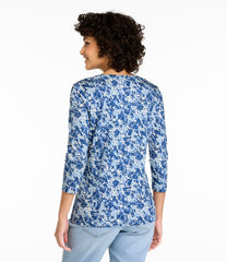 L.L.BeanWomen's Pima Cotton Shaped Jewelneck Tee, Three-Quarter-Sleeve Print