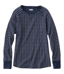 L.L.BeanWomen's Unshrinkable Mini-Waffle Tee, Long-Sleeve Crewneck Stripe