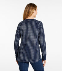 L.L.BeanWomen's Unshrinkable Mini-Waffle Tee, Long-Sleeve Crewneck Stripe