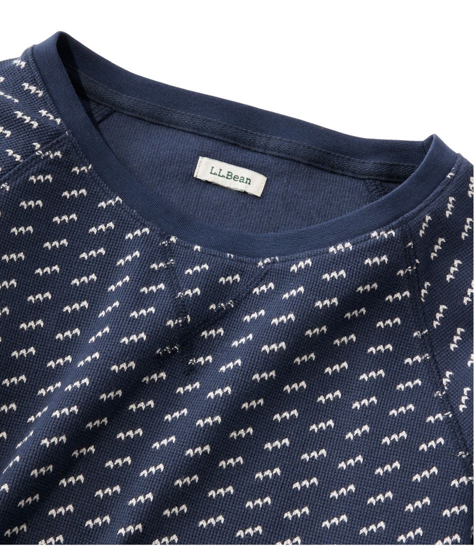 L.L.BeanWomen's Unshrinkable Mini-Waffle Tee, Long-Sleeve Crewneck Stripe