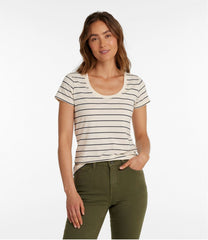 L.L.BeanWomen's Soft Stretch Supima-Blend Tee, Scoopneck Short-Sleeve Stripe