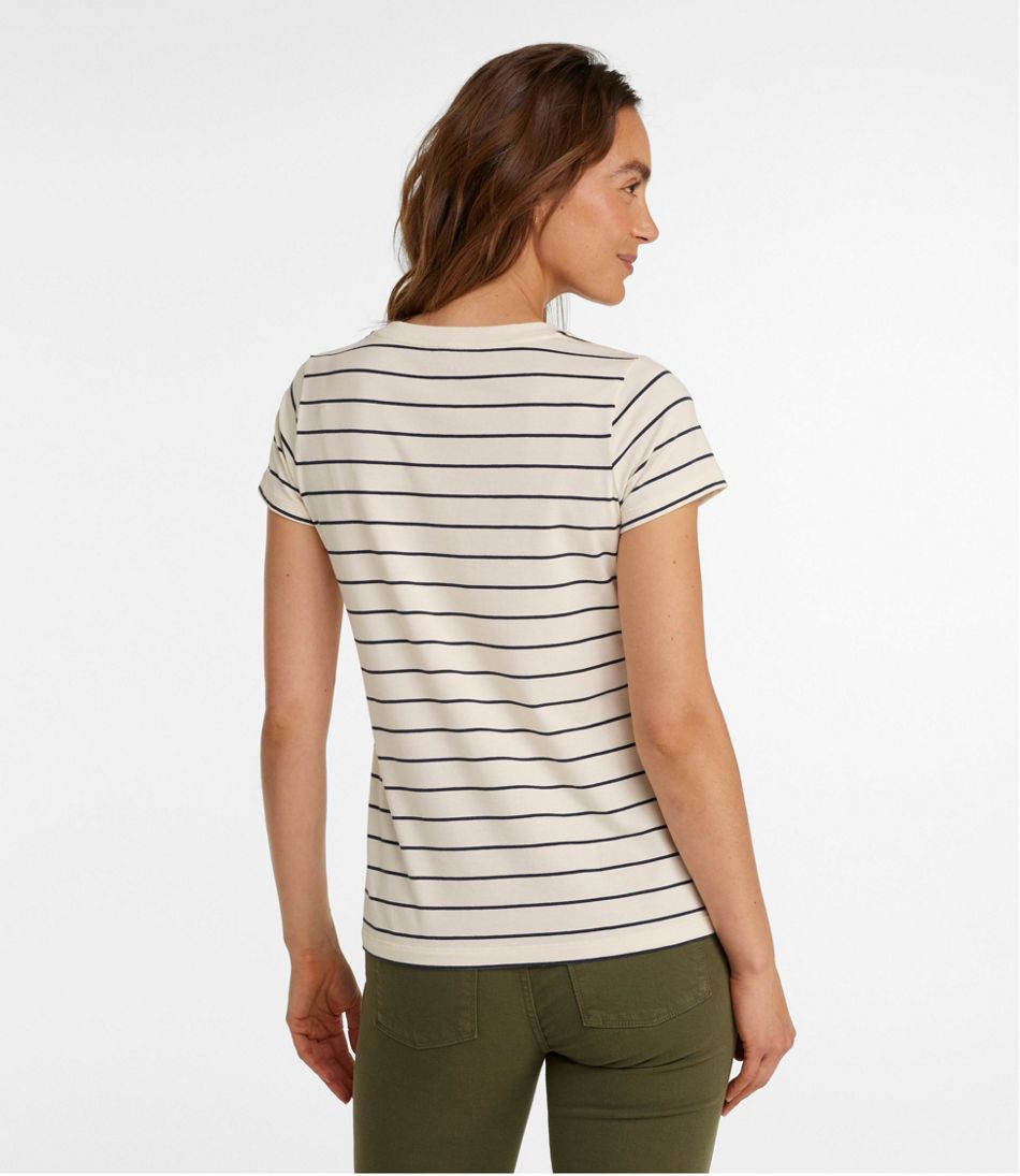 L.L.BeanWomen's Soft Stretch Supima-Blend Tee, Scoopneck Short-Sleeve Stripe