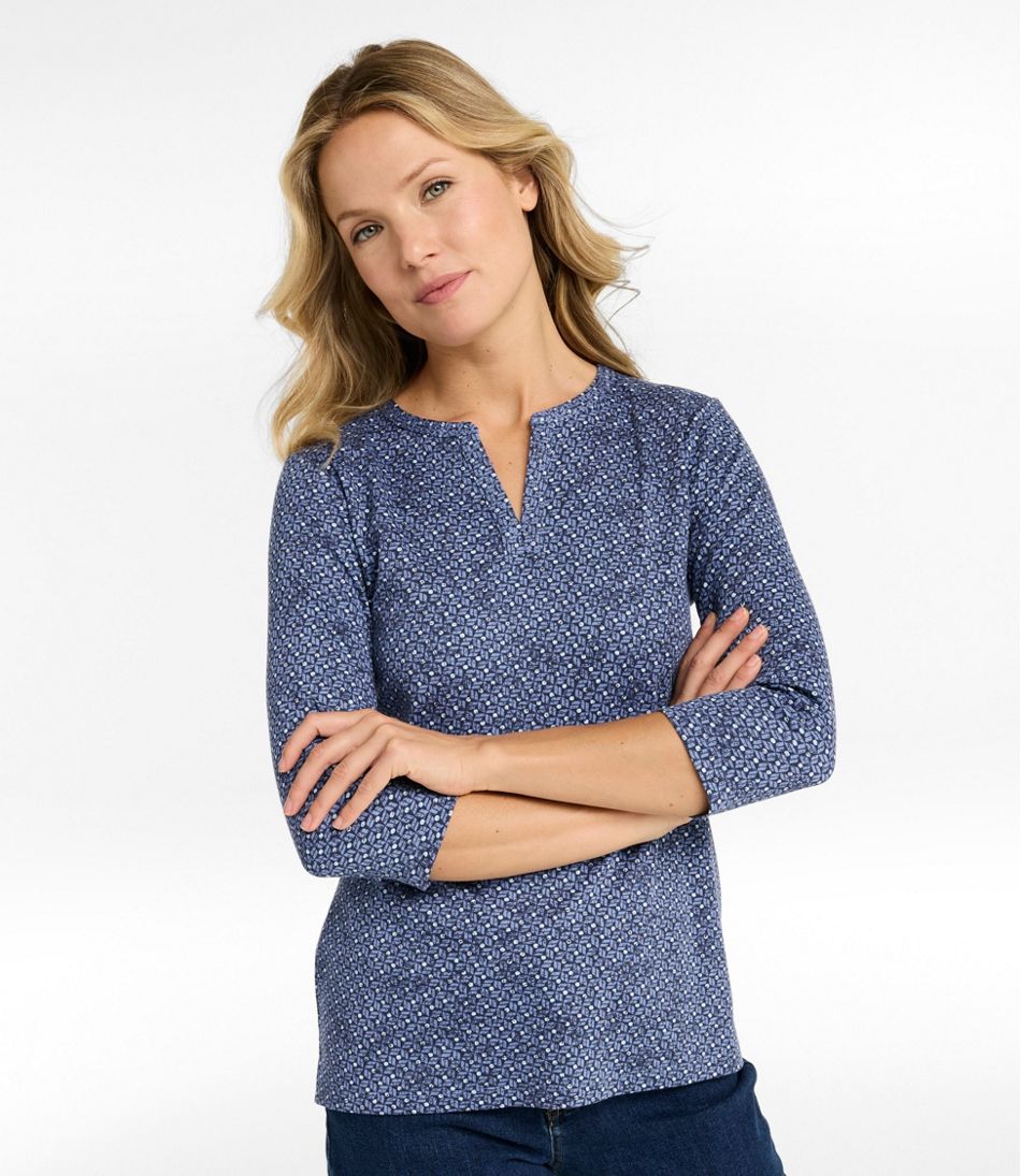 L.L.BeanWomen's Tee, Three-Quarter-Sleeve Splitneck Tunic Print