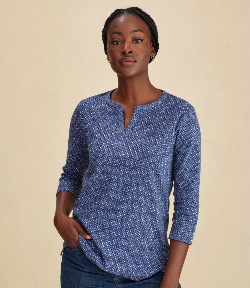 L.L.BeanWomen's Tee, Three-Quarter-Sleeve Splitneck Tunic Print